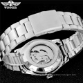 WINNER 021 fashion casual men mechanical watches stainless steel band silver case luxury automatic wristwatches